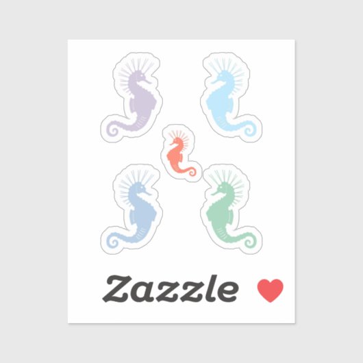 Farbiges Seepferd Stickers Set Aufkleber (Blatt)