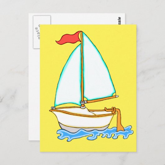 Farbiges Segelboot 1 Postkarte (Vorne/Hinten)