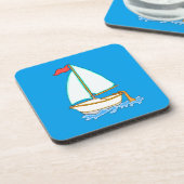 Farbiges Segelboot 1 Untersetzer Set (Linke Seite)