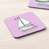 Farbiges Segelboot 3 Untersetzer Set (Linke Seite)
