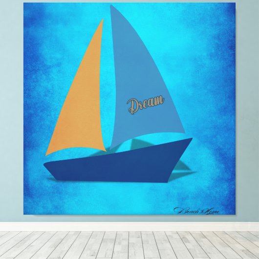 Farbiges Segelboot Leinwanddruck (Insitu (Holzboden))
