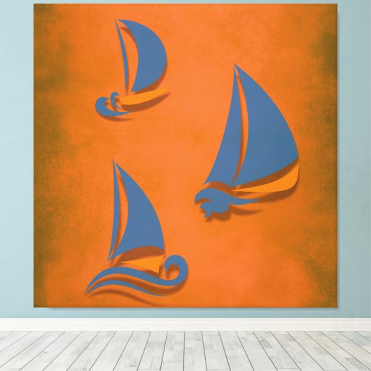 Farbiges Segelboot Leinwanddruck (Insitu (Holzboden))