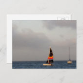 Farbiges Segelboot Postkarte (Vorne/Hinten)
