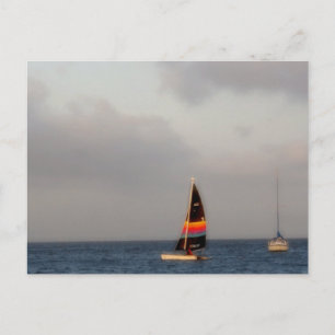 Farbiges Segelboot Postkarte