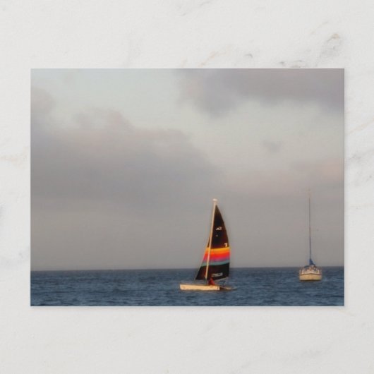 Farbiges Segelboot Postkarte (Vorderseite)