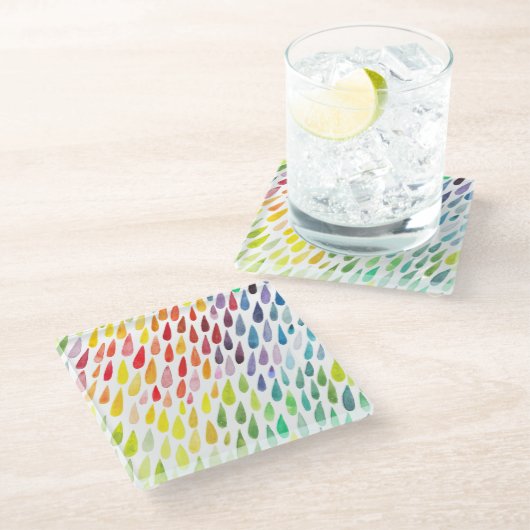 Farbiges Set Glasuntersetzer (Schrägansicht)