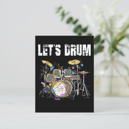 Farbiges Set mit Drumsticks Postkarte (Stehend Vorderseite)