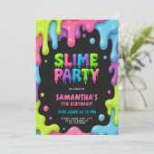 Farbiges Slime-Party für Kinder Einladung (Stehend Vorderseite)