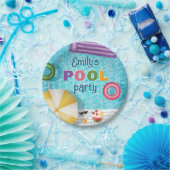 Farbiges Sommerschwimmbad Party Pappteller (Party)