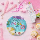 Farbiges Sommerschwimmbad Party Pappteller (Party)