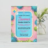 Farbiges Sommerschwimmer-Party Einladung (Stehend Vorderseite)