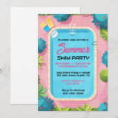 Farbiges Sommerschwimmer-Party Einladung (Vorne/Hinten)