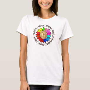 Farbiges Sonnenblumengehirn Bewusstsein für psyc T-Shirt