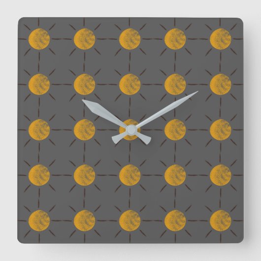Farbiges Sonnenmuster auf grauem Hintergrund Quadratische Wanduhr (Vorderseite)