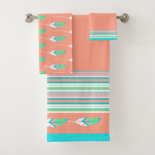 Farbiges Southwestern Feather Bath Set (Insitu)