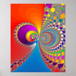 Farbiges Spiral-Fraktal Poster