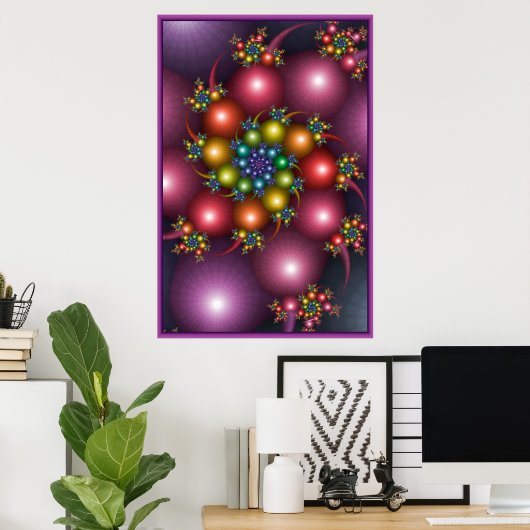 Farbiges SpiralFraktal Poster (Heimbüro)