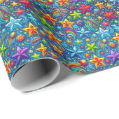 Farbiges Sternenmuster Geschenkpapier (Rolleneckpunkt)