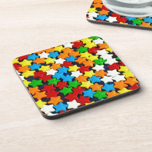 Farbiges Sternenmuster Getränkeuntersetzer (Linke Seite)