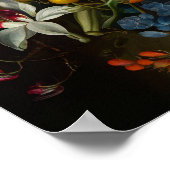 Farbiges Stillleben mit Obst und Blume Poster (Ecke)