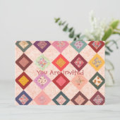 Farbiges Stoffmuster Einladung (Stehend Vorderseite)