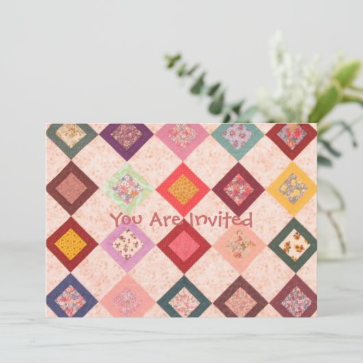 Farbiges Stoffmuster Einladung (Stehend Vorderseite)