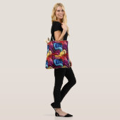 Farbiges Stoffmuster Tasche (Am Model)