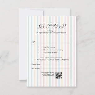 Farbiges Streifen-QR-Code Hochzeits-RSVP RSVP Karte