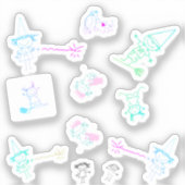 Farbiges Strichmännchen Hexen Sticker für iPhone (Vorderseite)