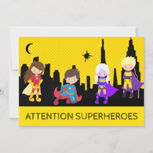 *~* Farbiges SUPERHEROS Kindergeburtstag Party Einladung