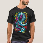 Farbiges Surreal Abstrakte Raupe Design T-Shirt (Vorderseite)