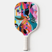 Farbiges Surreal-Abstraktes Muster Pickleball Schläger (Rückseite)