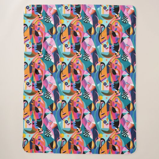 Farbiges Surreal-Abstraktes Muster Sherpadecke (Vorderseite)