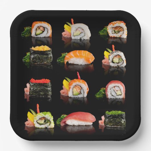 farbiges Sushi-Foto Pappteller (Vorderseite)