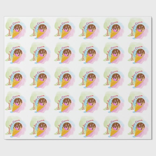 Farbiges Süßeis in einem Kegel Geschenkpapier (Flach)