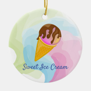 Farbiges Süßeis in einem Kegel Keramik Ornament