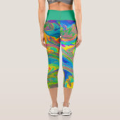 Farbiges Swirbeldesign Capri Leggings (Rückseite)