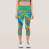Farbiges Swirbeldesign Capri Leggings (Vorderseite)