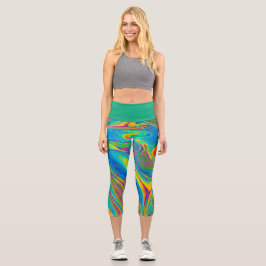 Farbiges Swirbeldesign Capri Leggings