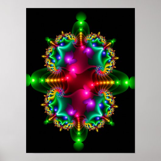 Farbiges Symmetrie-Fraktal Poster (Vorne)