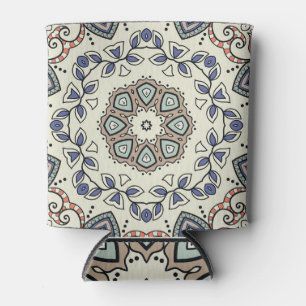 Farbiges, symmetrisches Mandala-Doodle-Muster. Dosenkühler