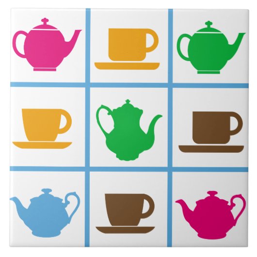 Farbiges Teelöffelmuster Fliese (Vorderseite)