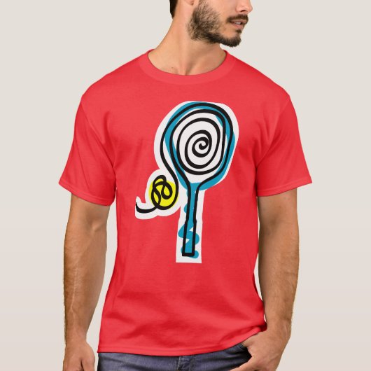 Farbiges Tennis Racket String Tee Shirt (Vorderseite)