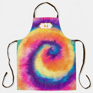 Farbiges Tie-Dye-Muster   Monogramm Schürze
