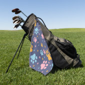 Farbiges Tierpfotenabdruckmuster Golfhandtuch (Gras)