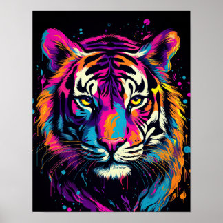 Farbiges Tiger-Gesicht-Portrait Poster