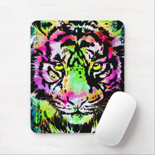 Farbiges Tiger Head Portrait - Tiger Mousepad