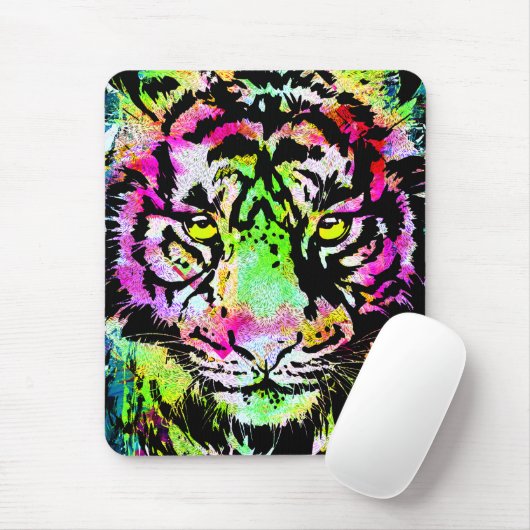 Farbiges Tiger Head Portrait - Tiger Mousepad (Mit Mouse)