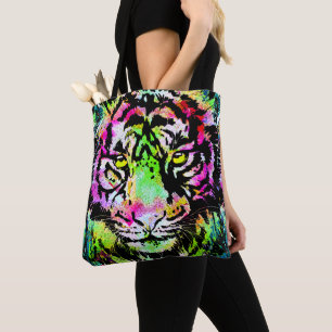 Farbiges Tiger Head Portrait - Tiger Totbeutel Tasche