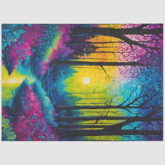 Farbiges Tissue of Batik Forest Art Seidenpapier (Vorderseite)